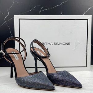 Tabitha Simmons Black Glitter Heels